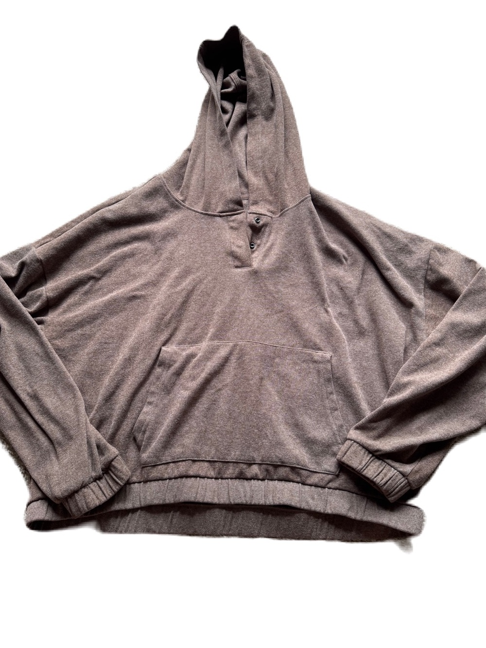 90 Degree By Reflex Taupe Brown Hooded Crewneck Sweatshirt